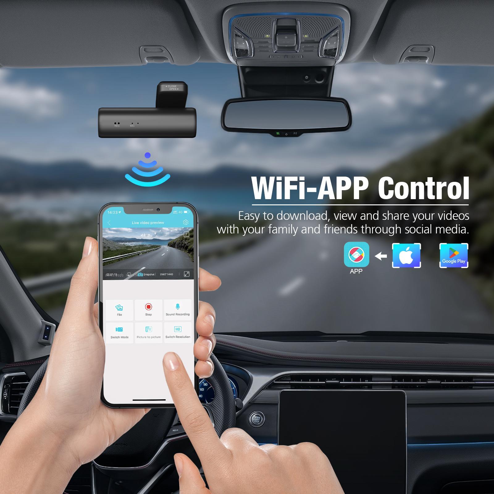 Sarmert 4K Dual Dash Cam builtin 5.8G WIFI&GPS, 140° Car Camera with