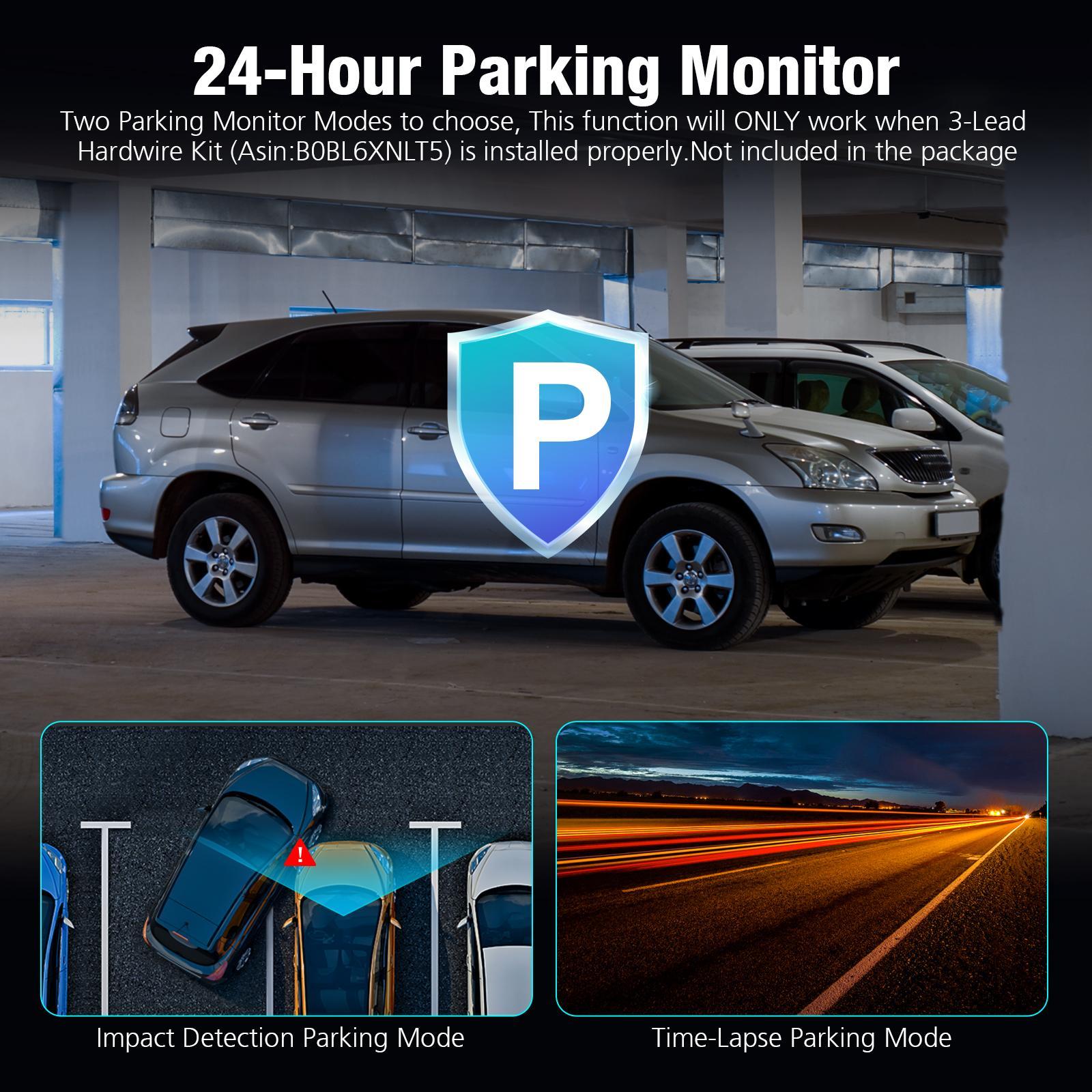 Sarmert 2K Front Dash cam builtin WIFI, 140° Car Camera with Night